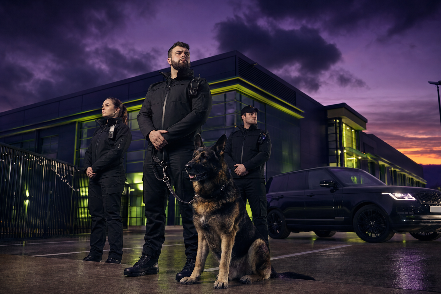 K9 security officer and trained patrol dog on duty